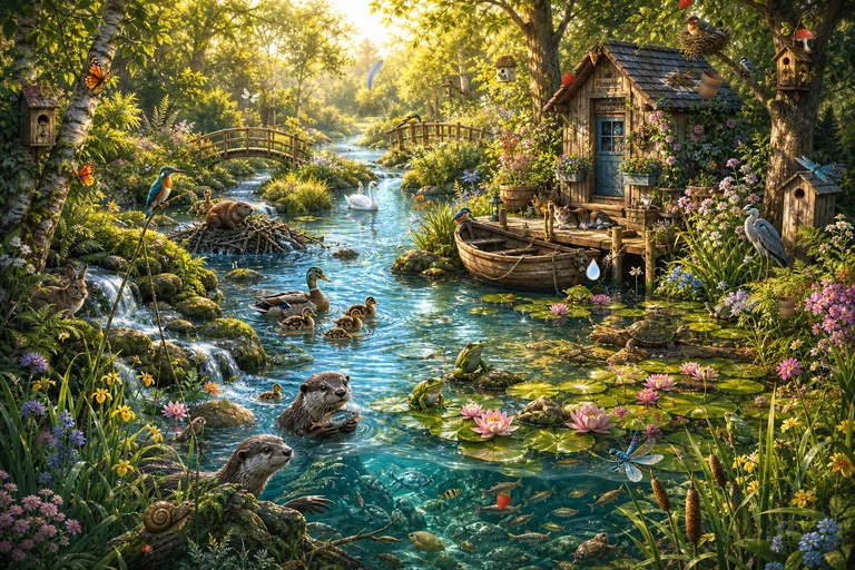 Illustrierte Szene: Der Bach